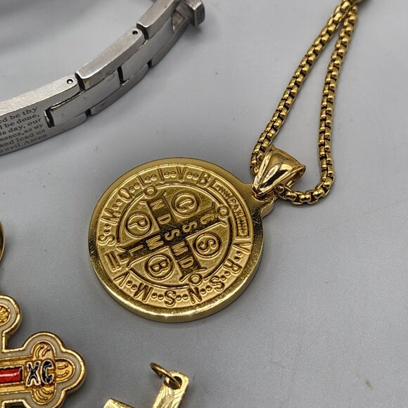 Stainless Steel Religious Christian Jewelry Lot Edforce Pendants Bracelets - Picture 4 of 14
